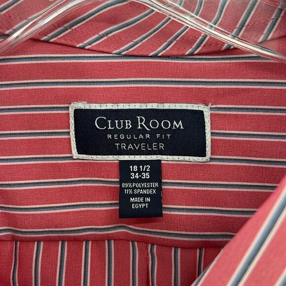 Club Room Men's Traveler Regular Fit LS Button Front - Red/Blue - 18.5 - NWT - Picture 3 of 5
